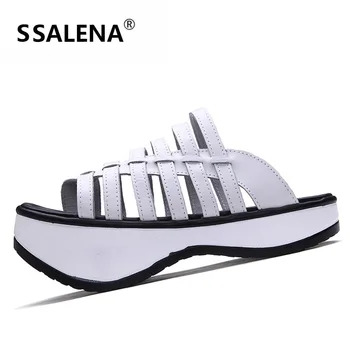 

2020 Women Bandage Gladiator Slippers Women Open Toe Platform Sandals Ladies Nagetive Heel Fitness Slides Shoes #B1453