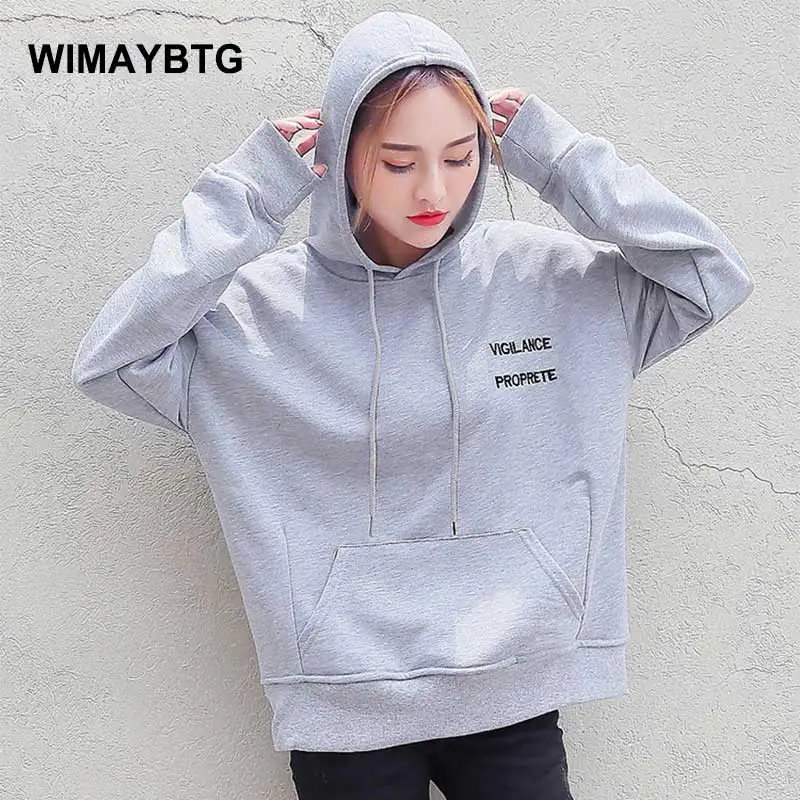 Women Autumn Long Sleeve Embroidery Hooded Hoodies Tops