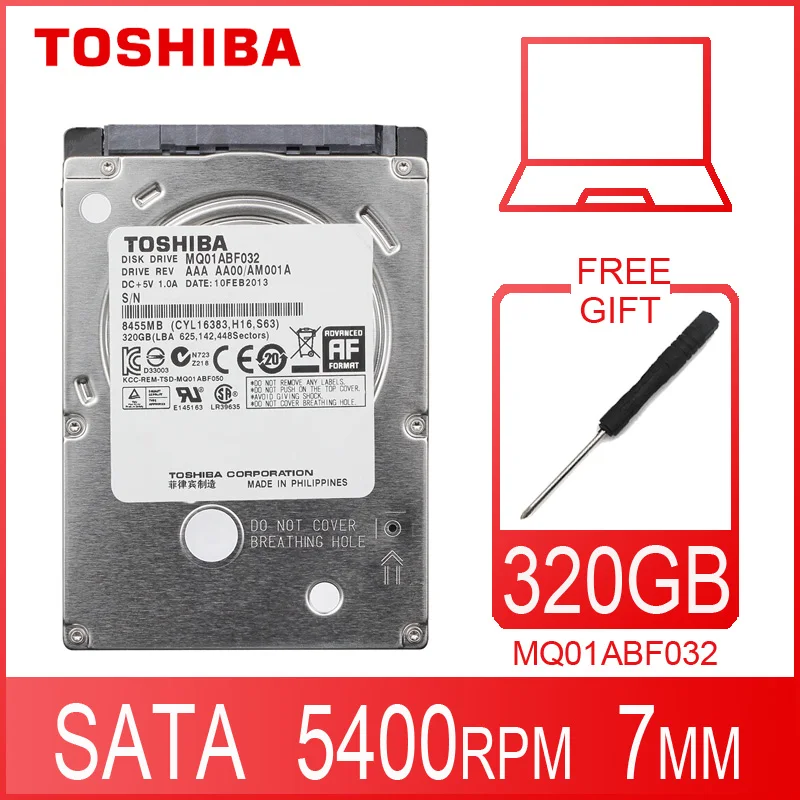 Внутренний жесткий диск TOSHIBA MQ01ABF032 для ноутбука 320 Гб HDD HD 2 5 дюйма 5400 об/мин 8M
