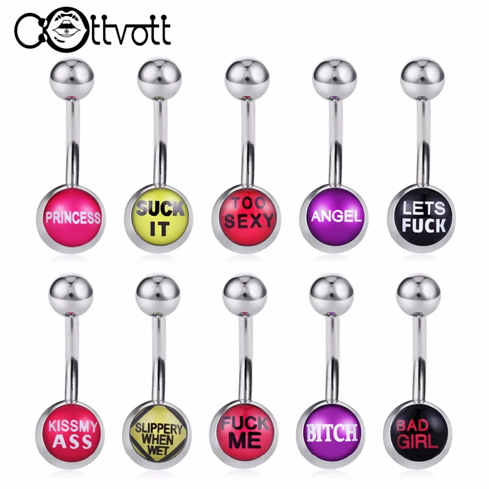 10pcs Different Logo Surgical Steel Belly Button Rings Navel Piercing