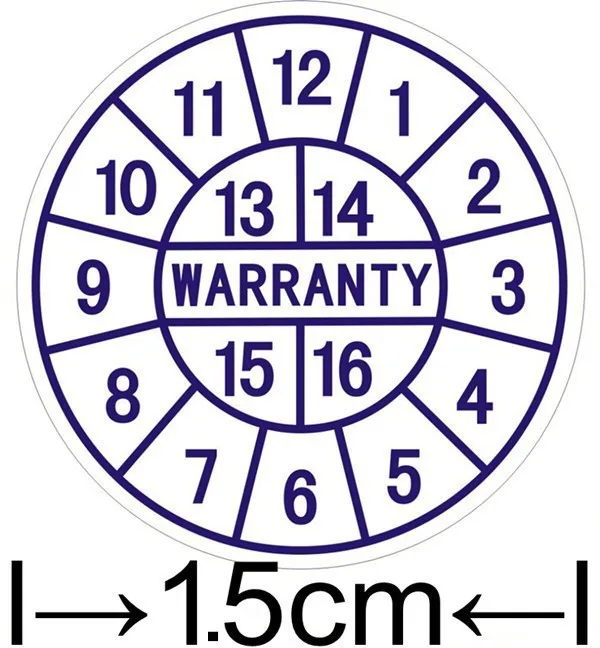 500 шт./лот, гарантия, уплотнительная этикетка, жесткая наклейка, если повреждена, с годами и месяцами, диаметр для 15 мм