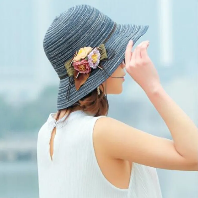 Модная женская шляпа со средними полями, летняя пляжная соломенная шляпа с цветком