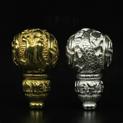 Handmade тибетского мала Дракон гуру бисера Медь Серебряный Ом Мани Падме Хум трехдырочной бисера Мала Accesssory