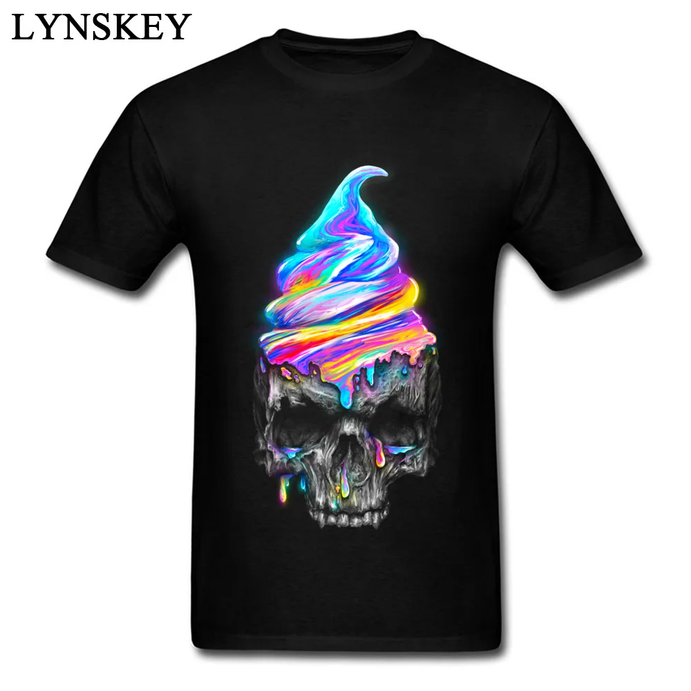 buy Fresh To Death Novelty Design Ice Cream Skull T shirt Men Unique Customized Summer Tops Clothes Breathable Cotton