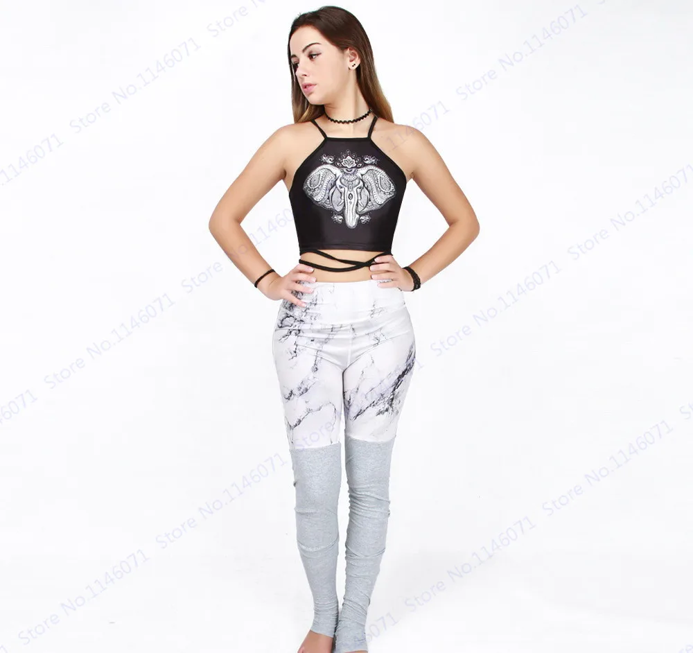 White Marble Pattern Women's Yoga Pants 