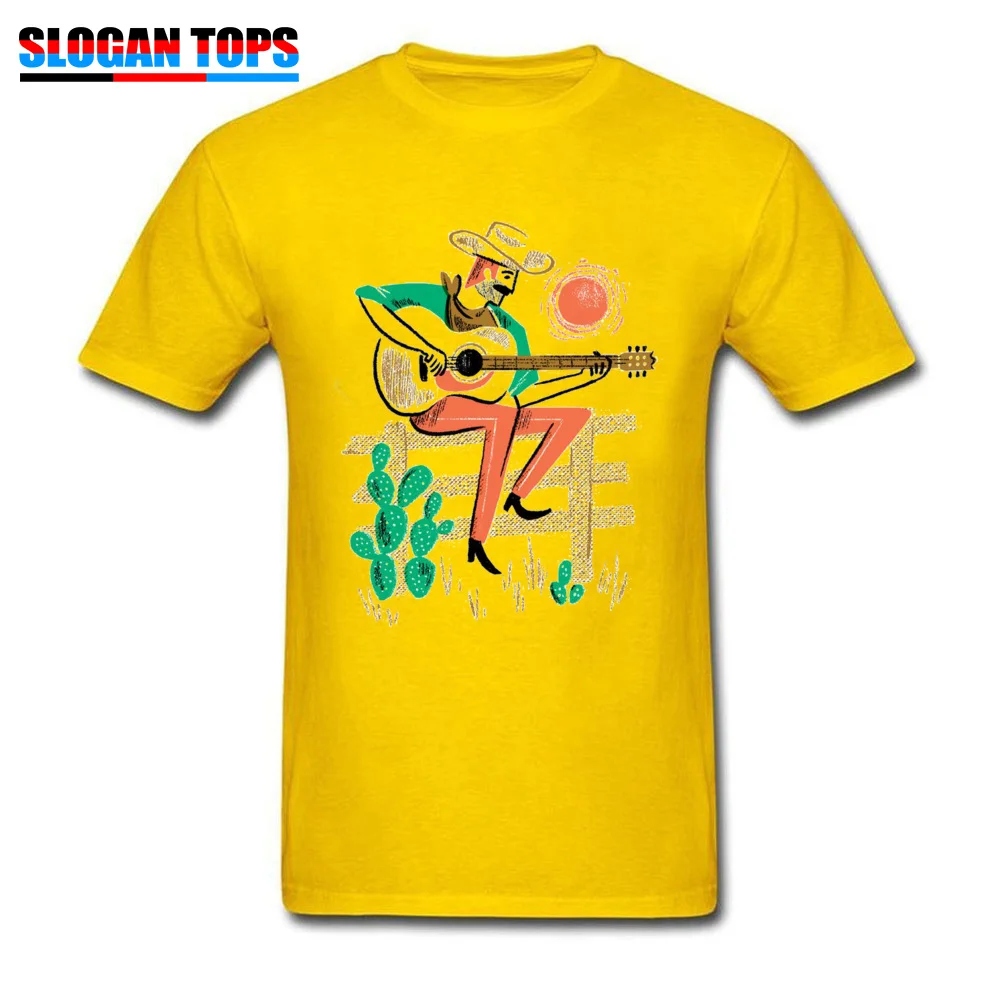 cowboy guitar 2018 Discount Design Tops T Shirt Round Neck Fall 100% Cotton Short Sleeve T Shirt for Men Camisa Tee-Shirts cowboy guitar yellow