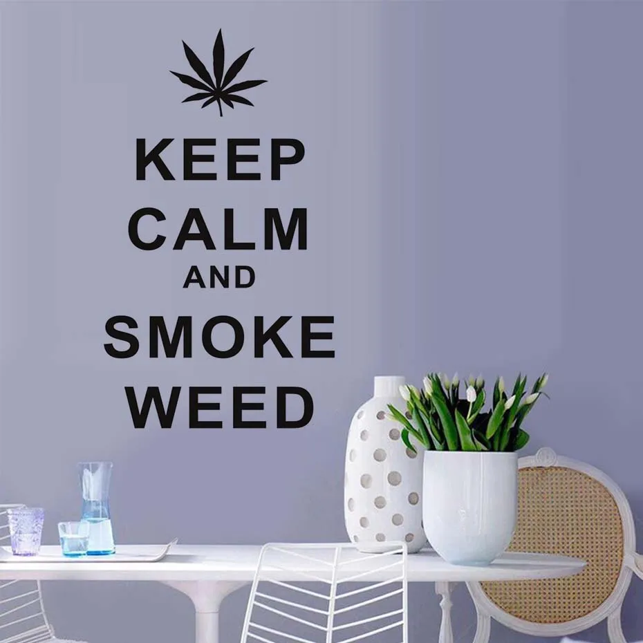 Keep Calm And Smoke Weed Quotes Wall Sticker Diy Vinyl Removable Wall Stickers Home Decoration Wall Art Wall Stickers (2)