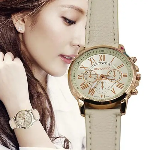 

Women's Fashion Casual Roman Numerals Dial Faux Leather Quartz Wrist Watch