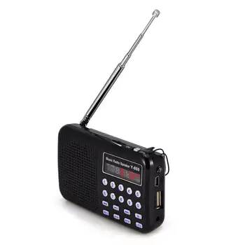 

Y-869 Portable FM Radio with Antenna Digital Audio Music Player Mini Speaker LED Flashlight Support TF Card USB Disk 100% New