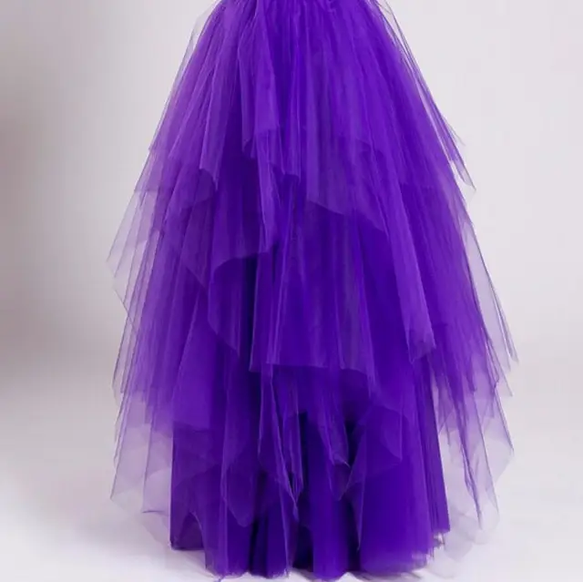 Fantasy Purple Long Skirts Elegant Tiered Multilayers Floor Length Party Skirts Custom Made