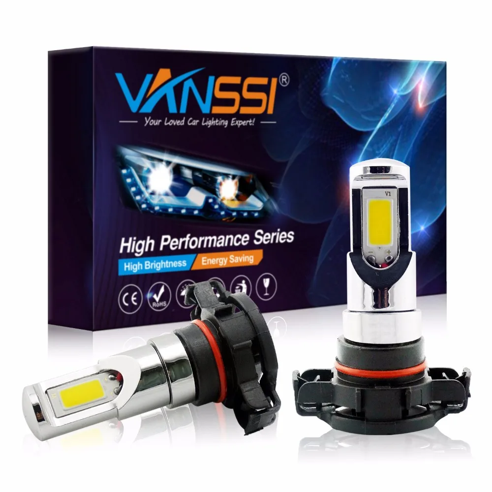 VANSSI 2x PSX24W 2504 светодиодный противотуманный светильник Чрезвычайно яркий 20 Вт COB чипсет светодиодный противотуманный светильник 12-24 в белый/золотисто-желтый