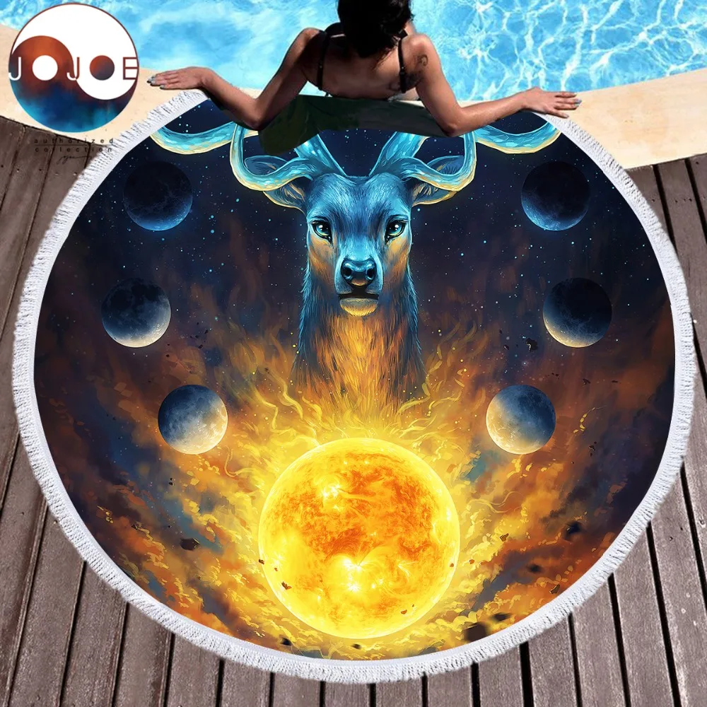 Продажа Небесные по JoJoesArt большой круглый пляжное Полотенца Лось планета из микрофибры Toalla Одеяло рога оленя Ванна Полотенца Вселенной Galaxy коврик