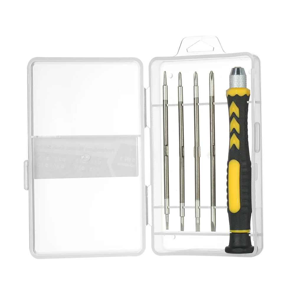 

5 in 1 Multi-functional Screwdrivers Set with Magnetic Slotted and Phillips Bits Electrical Work Repair Tools Kit