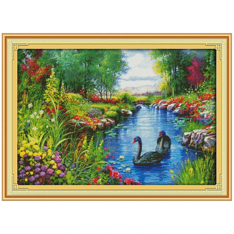 

14/16/18/27/28 The Peaceful Landscape Counted Cross Stitch Cross Stitch Set Swan Cross-stitch Kit Embroidery Needlework