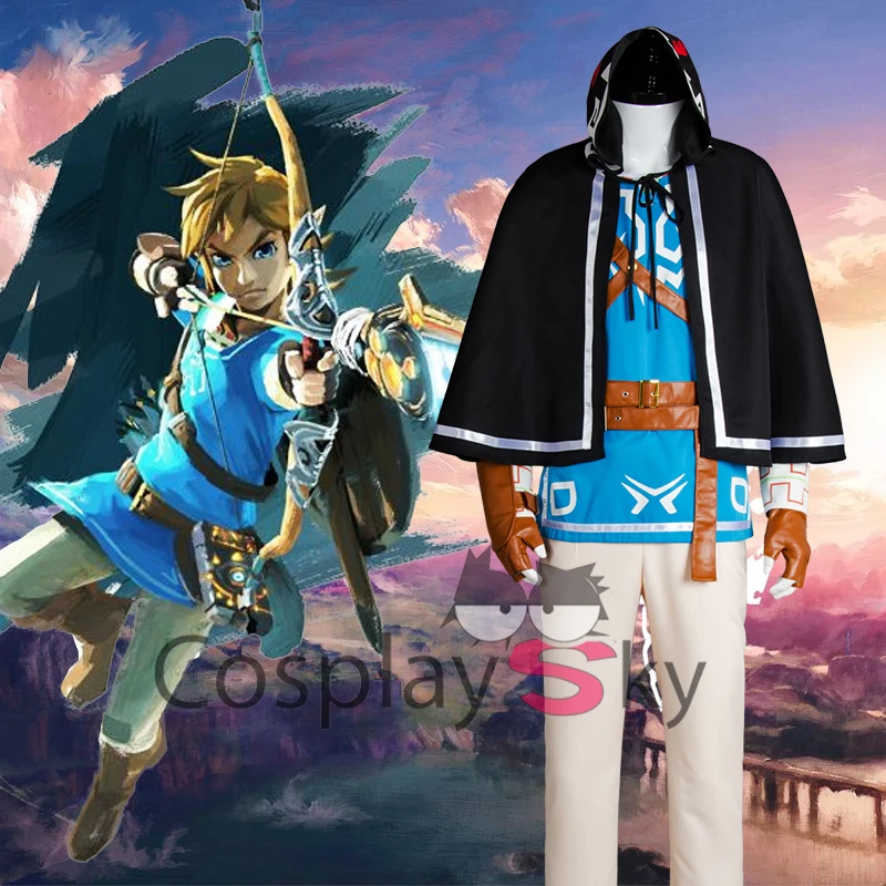 

The Legend of Zelda Breath of the Wild Link Cosplay Costume Uniform Halloween Carnival Cosplay Adult Men Blue Shirt Eu Size