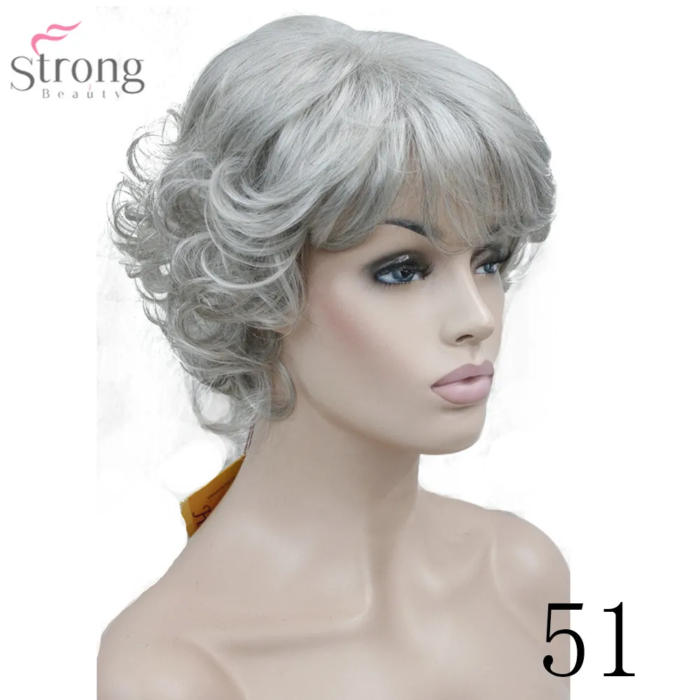 Women White Short Curly Hair Wigs E-221 51 (2)