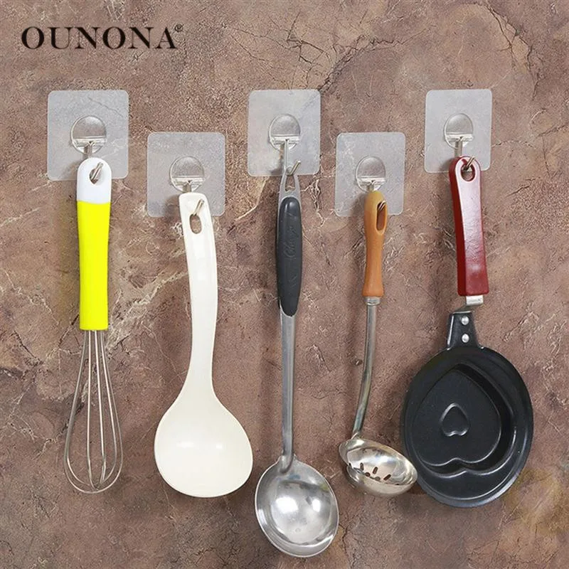 

OUNONA Strong Adhesive Wall Hook Transparent Hooks Seamless Stick Hook Kitchen Wall Hanger for Living Room Kitchen Bathroom