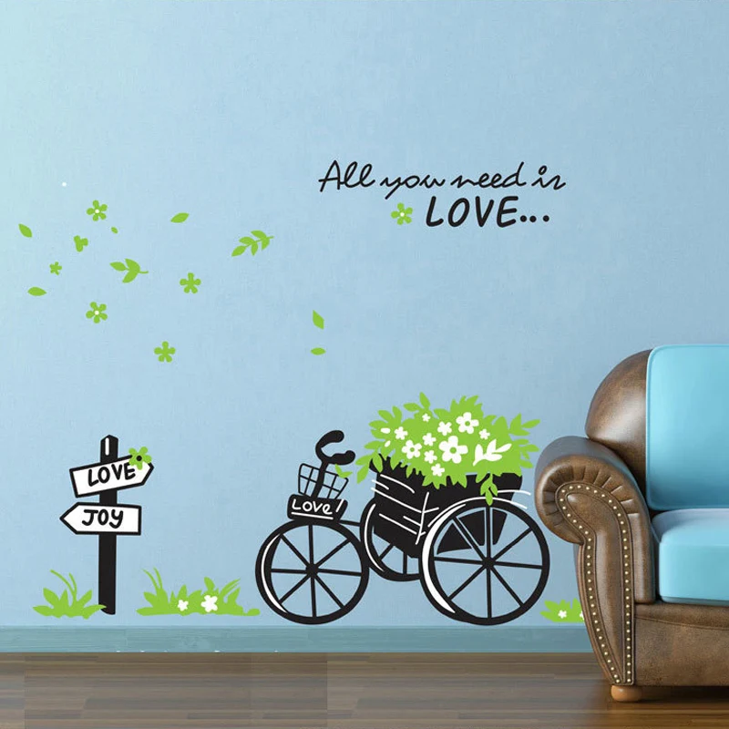 Романтический цветок велосипед стикер на стены Любовь спальня гостиная фон украшение дома Наклейка s на стену росписи художественные наклейки плакат