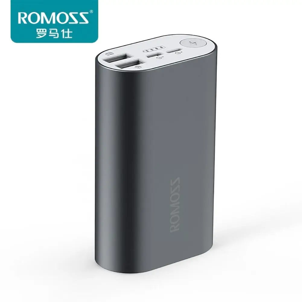 10000mAh ROMOSS Mobile Power Bank Portable Charger ACE10 External Battery Pack Aluminum Mobile Powerbank For iPhone X Huawei