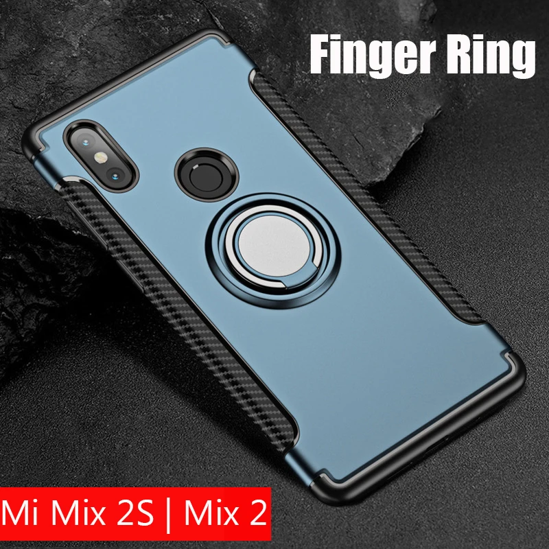 

Finger Ring 360 Full Protect Case FOR Xiaomi Mi Mix 2 Mix 2S Armor Hybrid Cover Silicone Case Xiaomi Mi Mix2 Magnetic Car Holder