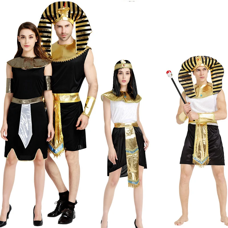 Adult Men Egyptian Pharaoh Tutankhamun King Costume Cleopatra Girl Halloween Party Traditional Egypt Egyptian queen clothing