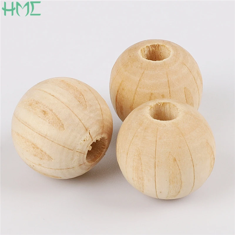 

1pc Big 20mm Handmade Natural Round Loose Wood Spacer Beads for Jewelry Making DIY Wooden Baby Clip Necklace Bracelet Crafts