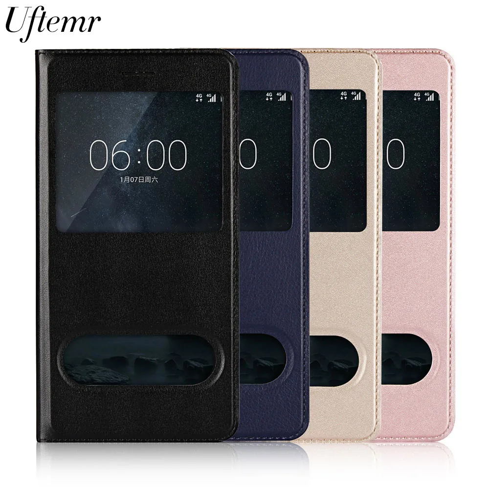 

Uftemr Phone Case for Nokia 6 Cover Window View Answer Calls Cases Leather Flip Cover for Nokia 6 Nokia6 book case accessories