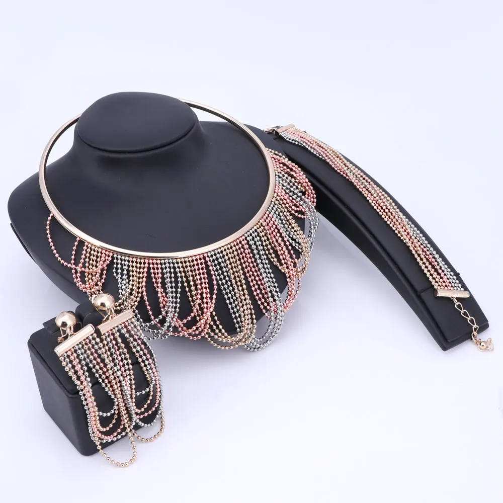 Женский Свадебный комплект из колье серёг и браслета|necklace earrings bracelet|dubai jewelry