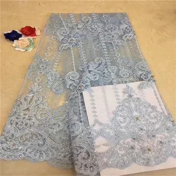 

New Nigerian French Lace Fabrics beads Sequins African Tulle Lace Fabric High Quality African Lace Wedding Fabric For Dress pink