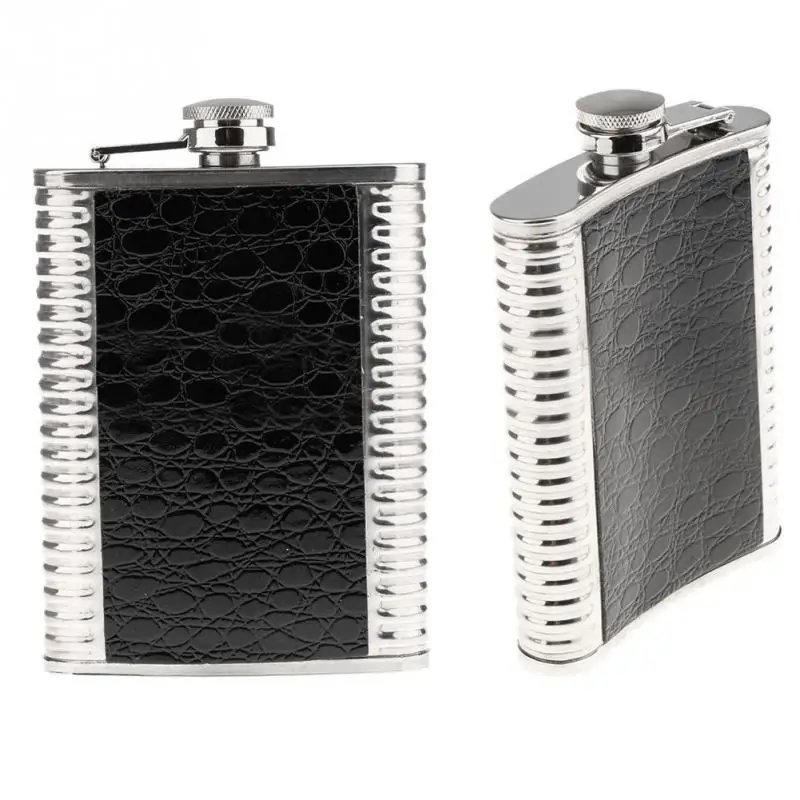 

Personalized Alcohol Flask 9oz Fluted Leather Stainless Steel Portable Hip Flask Best Father's Day Gift