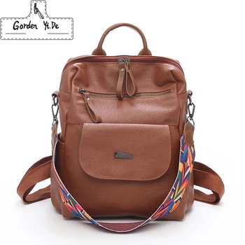 

Fashion Multifunction Women Backpack 2019 Quality PU Leather School Bags For Teenager Girl Casual Shoulder Bag Female Mochila