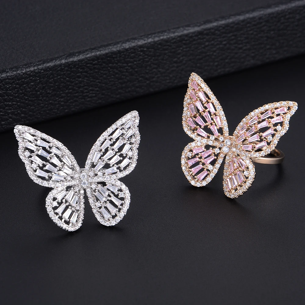 

Trendy Butterfly Shape Stud Earrings Ring and Bracelet Sets For Women Wedding Engagement Jewlery