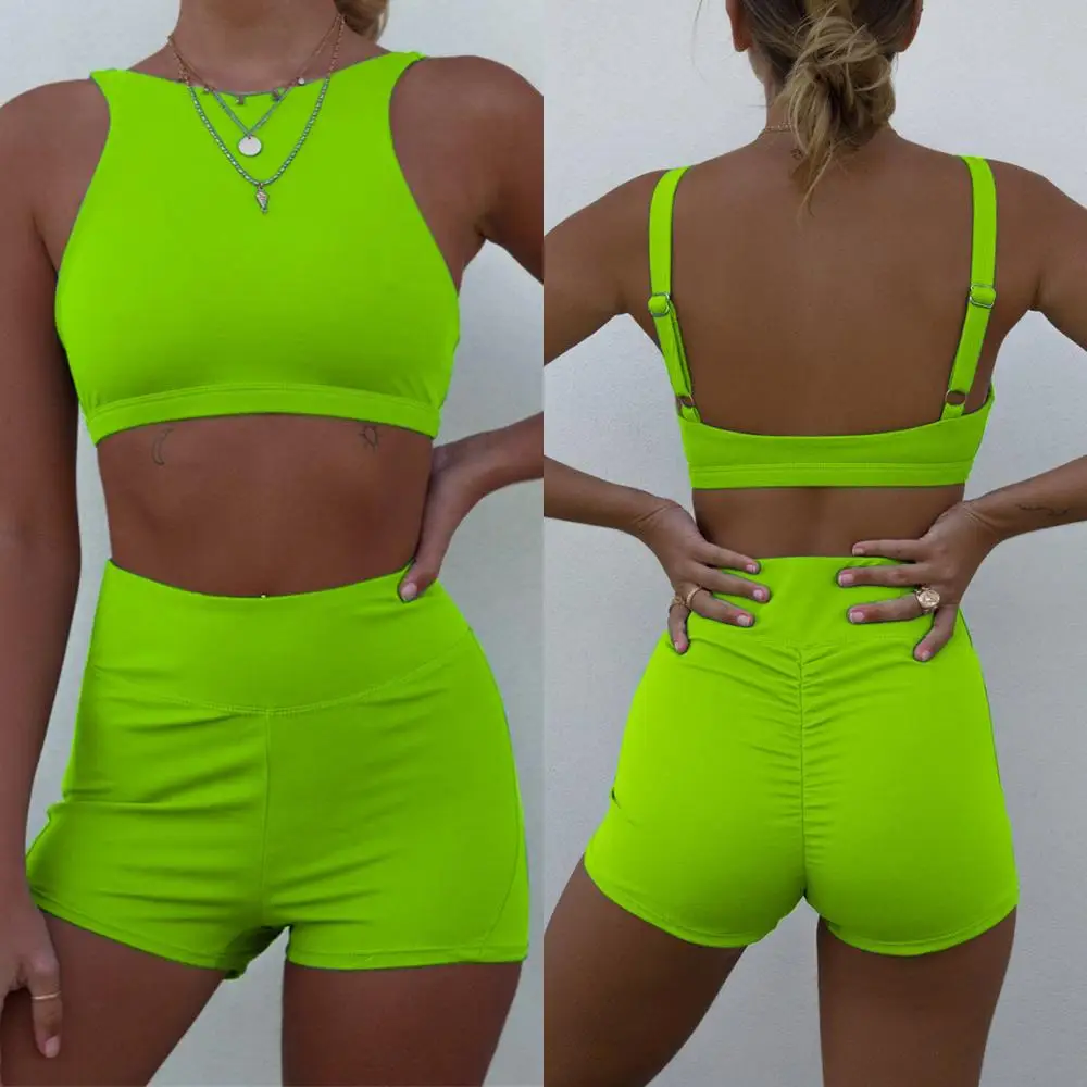 

NODELAY 2019 Sexy high neck Bikinis Women Swimwear New Ruffled Swimsuit Female yoga Bikini Set Bathing Suit Green Biquini