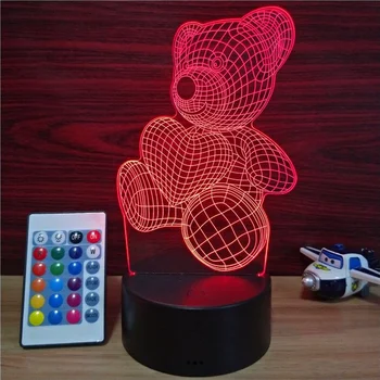 

2019 Latest Teddy Bear 3D Night Light Elstey LED illusion Lamp 7 Color Touch Switch Table Desk Lamp Luce notturna for Kids Gifts