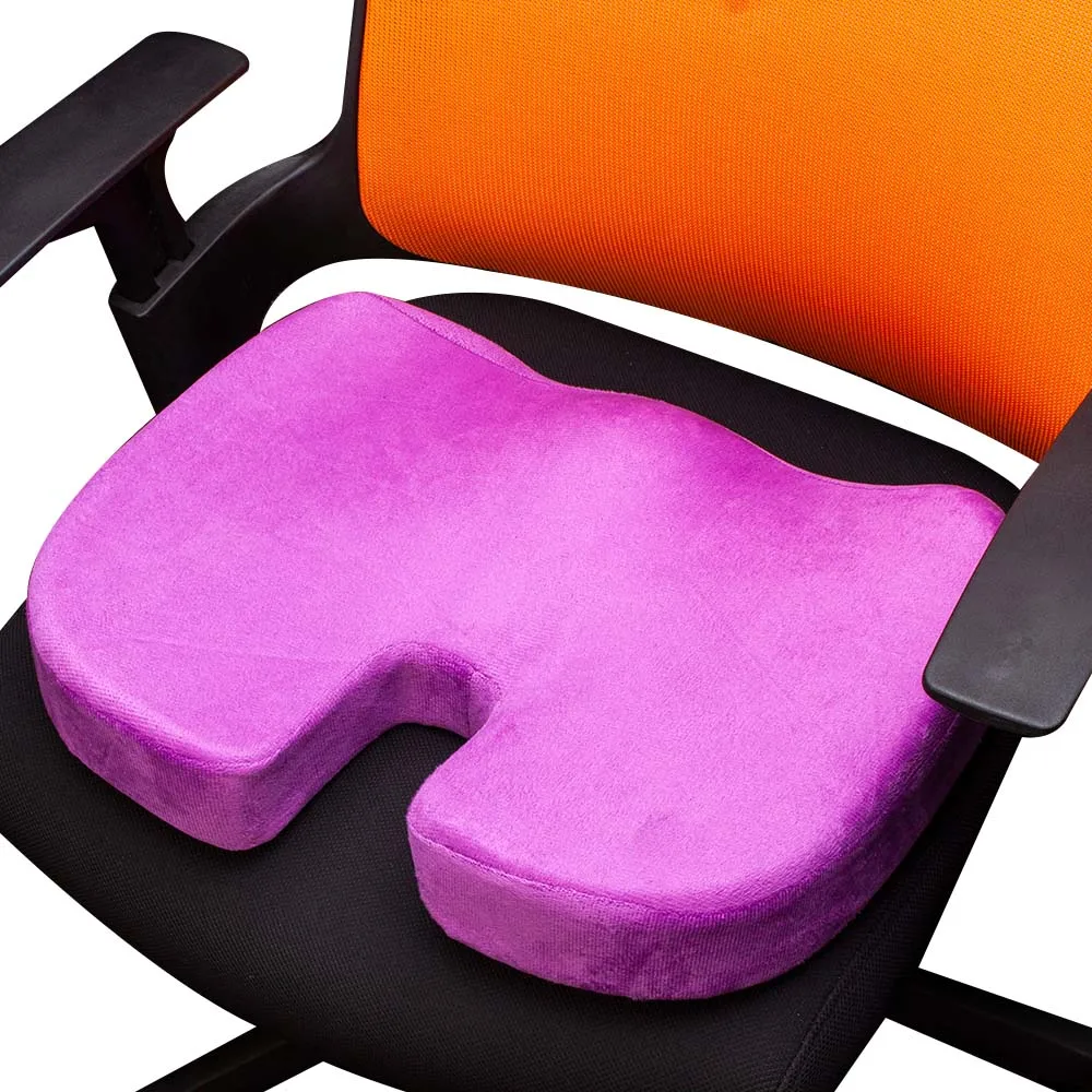 Дорожная дышащая подушка для сидения копчик ортопедическая пена с эффектом памяти U сиденье массажное кресло подушка для автомобиля офисное украшение дома - Цвет: purple