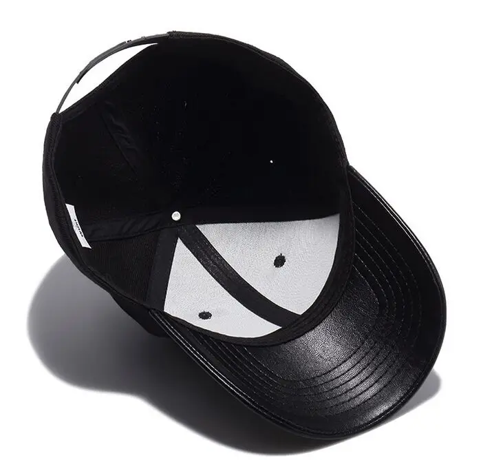 Черные мужские и женские Бейсбольные Кепки из искусственной кожи, регулируемые хлопчатобумажные бейсболки, модные кепки для пап, бейсбольные кепки