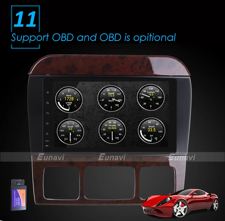 Best Eunavi 4 Core 2 Din Android 7.1 Car Radio Stereo Player GPS Navigation For Mercedes-Benz S-Class W220 CL-Class W215 Bluetooth 17