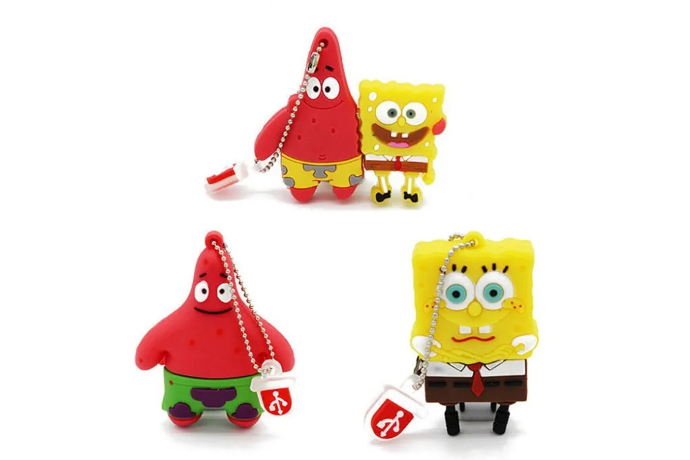 Милый Usb флеш-накопитель Sponge Bob с задней спинкой, usb-накопитель 2,0, 4 ГБ, 8 ГБ, 16 ГБ, 32 ГБ, u-диск, прекрасная креативная мультяшная флешка