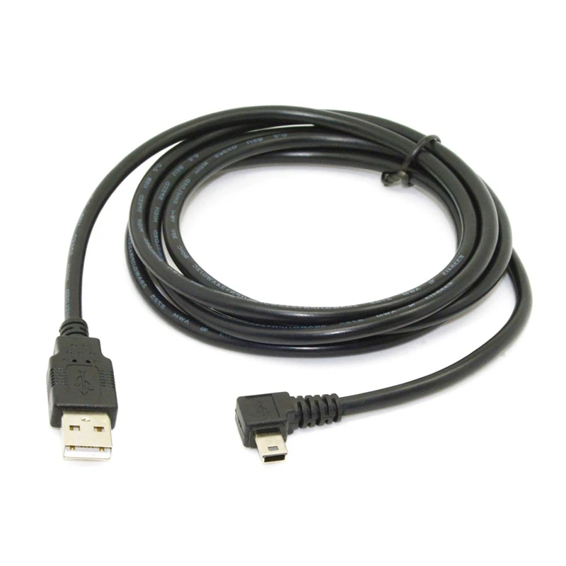 1,8 м мини-usb B Тип 5pin мужской 90 градусов левый угловой к USB 2,0 Мужской кабель для передачи данных черный цвет