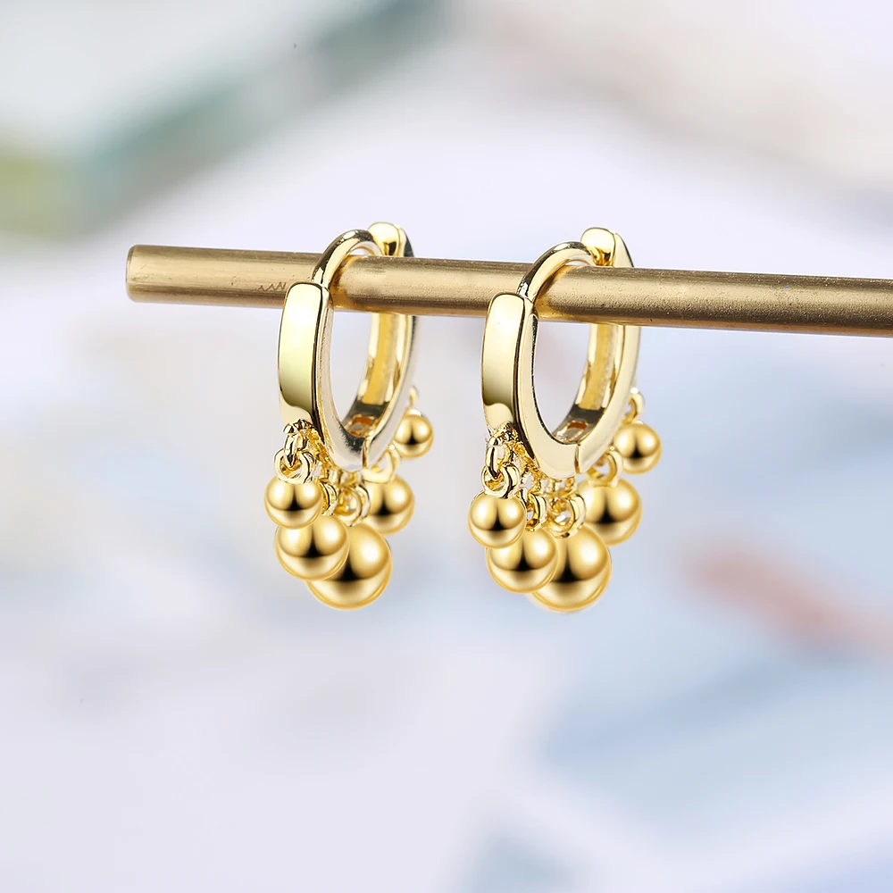 Новые золотые висячие серьги серебряные бусины 925 пробы Серьги для женщин популярные корейские ювелирные изделия подвески