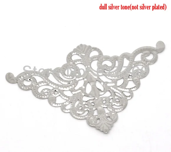 

Free shipping-30Pcs Silver Tone Filigree Triangle Wraps Connectors Jewelry Findings DIY Connectors 4.8x7.5cm J0554