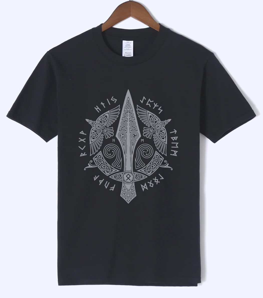 Футболка Odin Vikings man летняя уличная с коротким рукавом большого размера в стиле хип