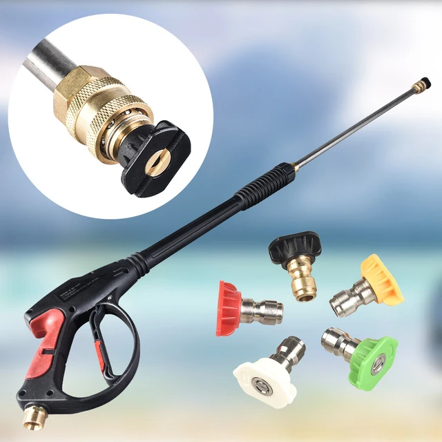 High Pressure 4000PSI Car Power Washer Gun Spray Wand Lance Nozzle + Hose  Kit