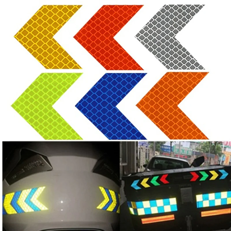 

10 Pcs Arrows Pattern Car Stickers Motorcycle Reflective Sticker Car Fender Tail Bar Warn Luminous Waterproof Car Accessory
