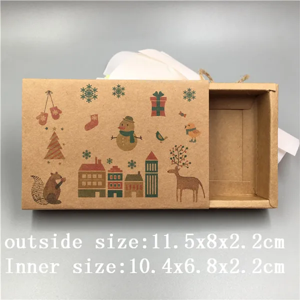 10 pcs various sizes of vintage kraft paper drawers a variety of patterns design wedding candy / chocolate / cookie box - Цвет: 11.5x8x2.2cm