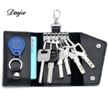

DANJUE Genuine Leather Men Car Key Bag New Women Coin Purse fashion key holder Wallet Electronic Keys case