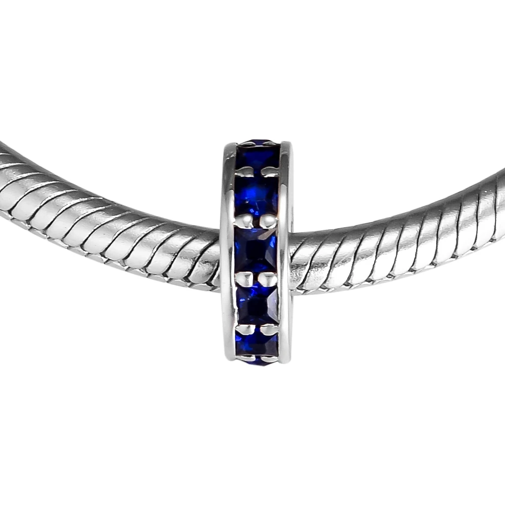 Подходит для Pandora Браслеты Eternity талисманы с Королевский Голубой Кристалл 100% 925 пробы серебряные ювелирные изделия Бесплатная доставка