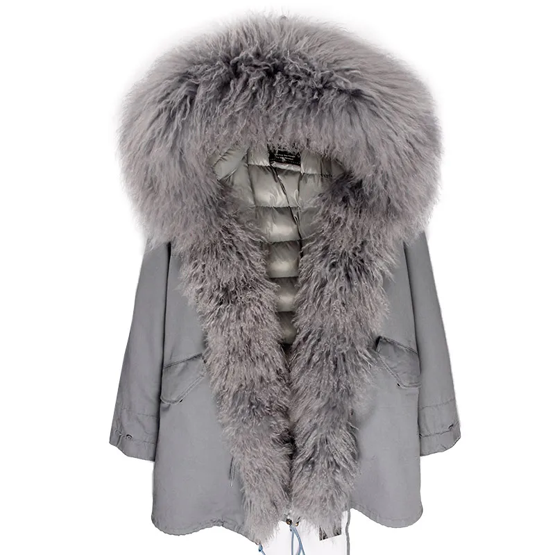 Зимняя женская куртка, длинная парка, Воротник из натурального Лисьего меха, капюшон, толстая верхняя одежда, брендовая Повседневная парка, пальто на утином пуху - Цвет: Color 9