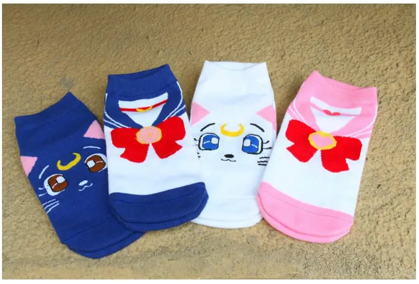 

10 pairs = 20 pieces Woman Girl Spring Autumn Warm Cute Boat Cotton Cartoon Sailor Moon Ship Female Sock Gift