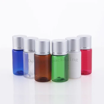 

10ml 100pcs/lot empty small sample plastic bottle , transparent travel size cosmetic container with silver screw cap PET bottle